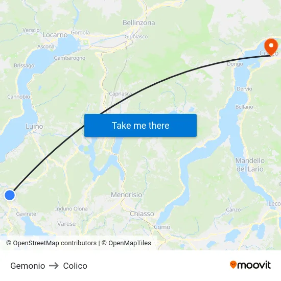 Gemonio to Colico map