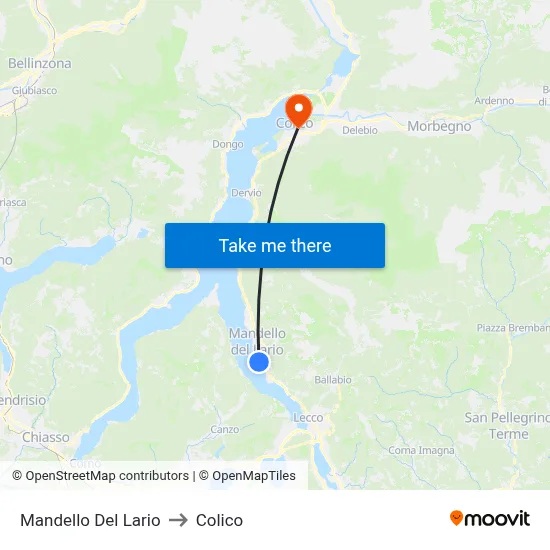 Mandello Del Lario to Colico map