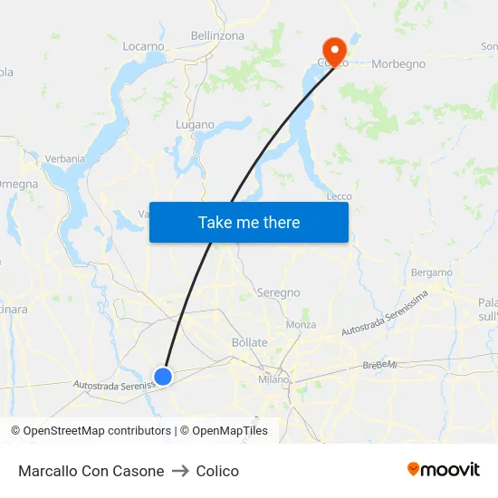 Marcallo con Casone to Colico map