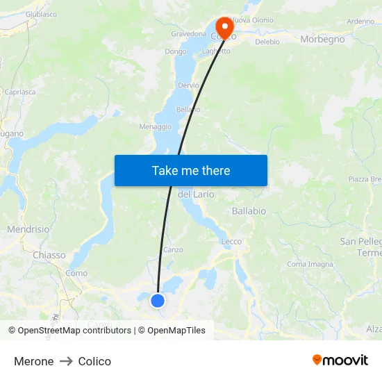 Merone to Colico map