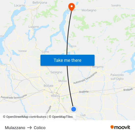 Mulazzano to Colico map
