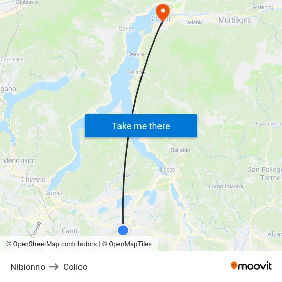 Nibionno to Colico map