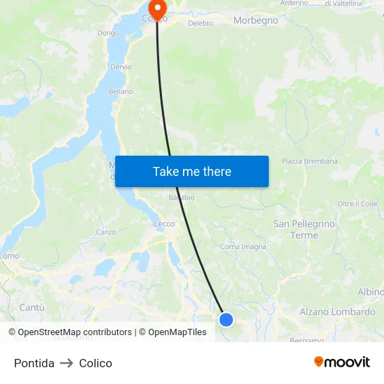 Pontida to Colico map