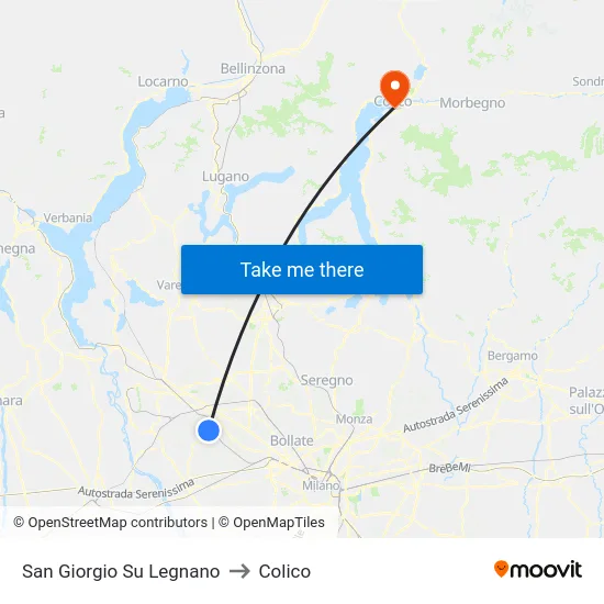 San Giorgio Su Legnano to Colico map