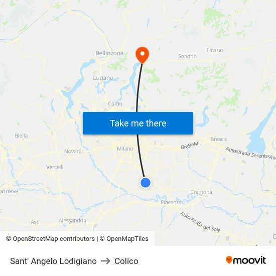 Sant' Angelo Lodigiano to Colico map