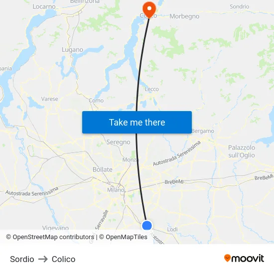 Sordio to Colico map