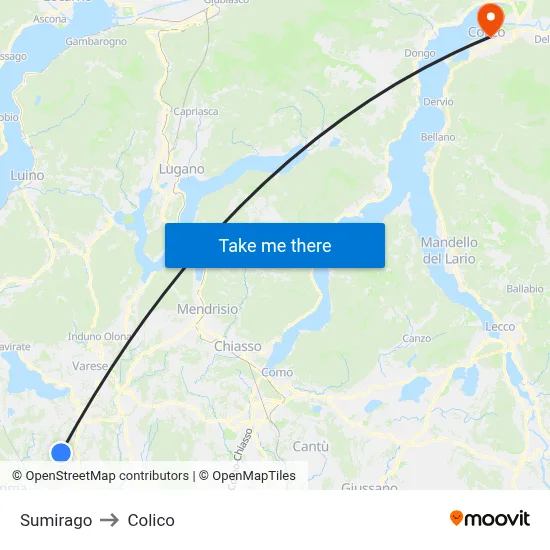 Sumirago to Colico map