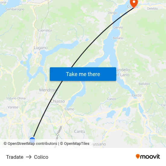 Tradate to Colico map