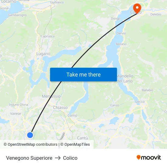 Venegono Superiore to Colico map