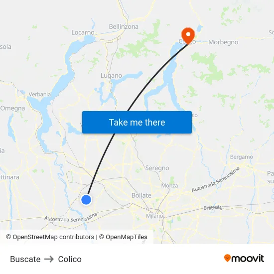 Buscate to Colico map