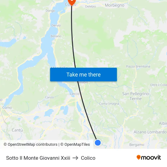 Sotto Il Monte Giovanni Xxiii to Colico map