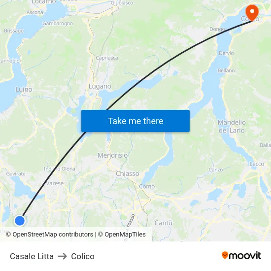 Casale Litta to Colico map