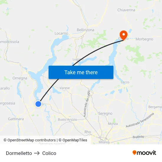 Dormelletto to Colico map