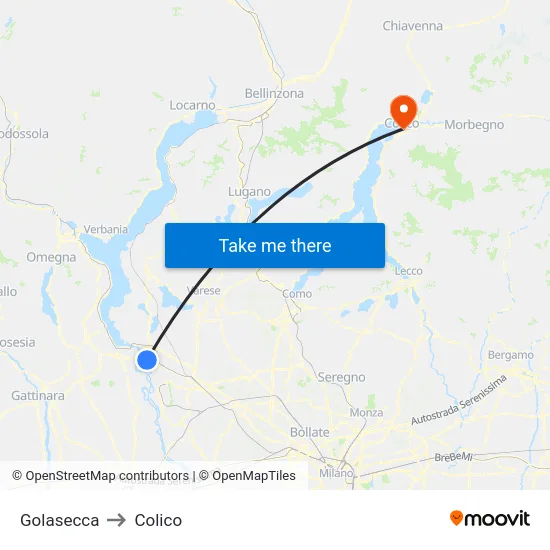 Golasecca to Colico map