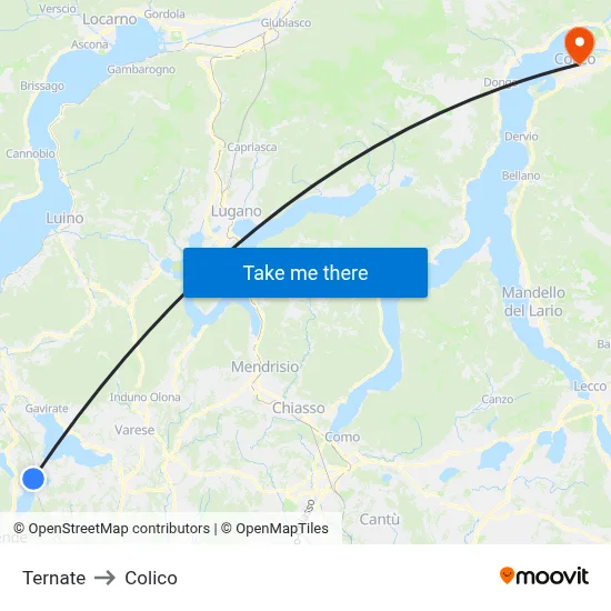 Ternate to Colico map