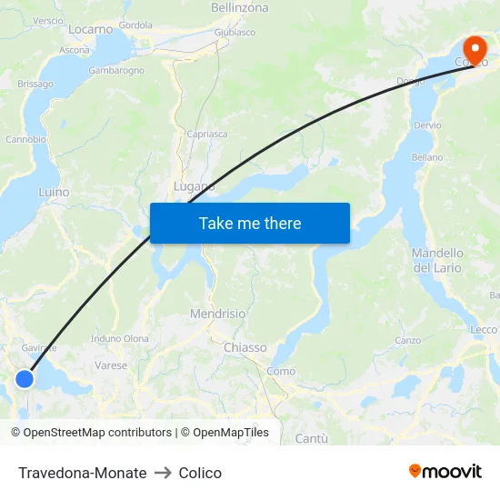 Travedona-Monate to Colico map