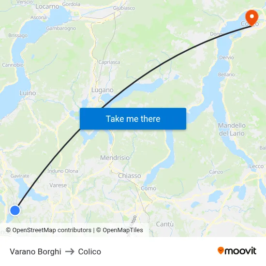 Varano Borghi to Colico map