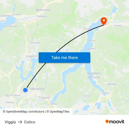 Viggiù to Colico map