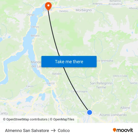 Almenno San Salvatore to Colico map