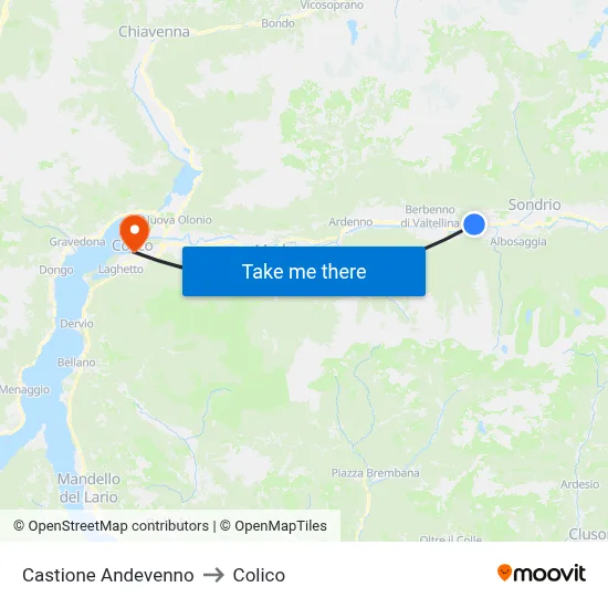 Castione Andevenno to Colico map
