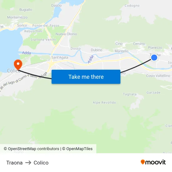 Traona to Colico map