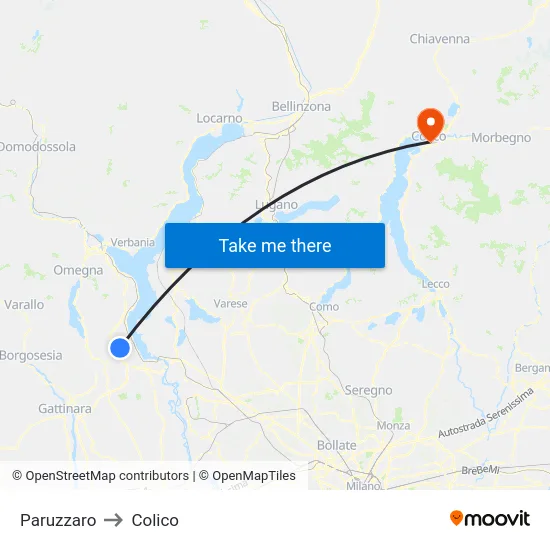 Paruzzaro to Colico map