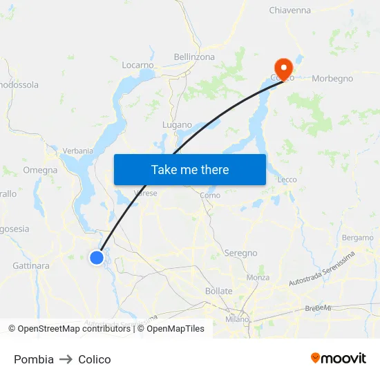 Pombia to Colico map