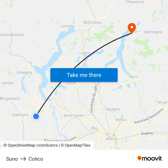 Suno to Colico map