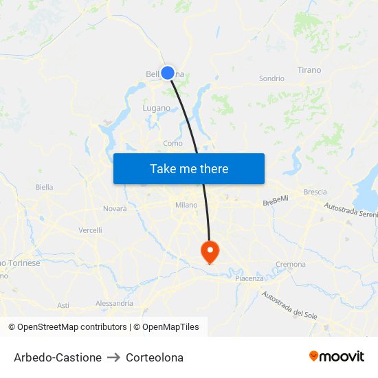 Arbedo-Castione to Corteolona map