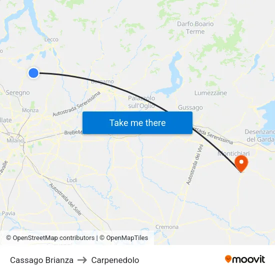 Cassago Brianza to Carpenedolo map