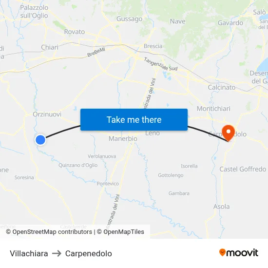 Villachiara to Carpenedolo map