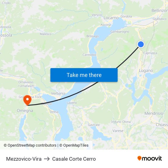 Mezzovico-Vira to Casale Corte Cerro map