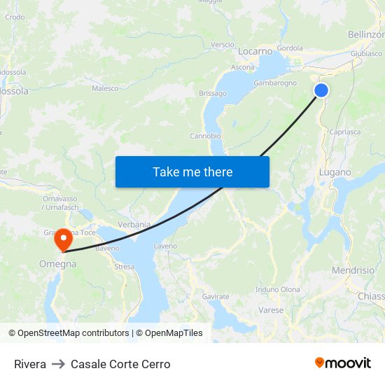 Rivera to Casale Corte Cerro map