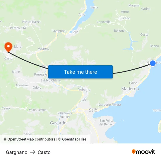 Gargnano to Casto map
