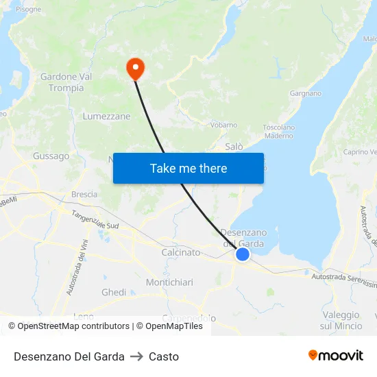 Desenzano Del Garda to Casto map