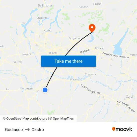 Godiasco to Castro map