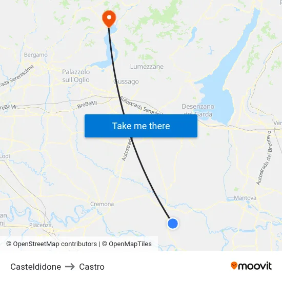 Casteldidone to Castro map