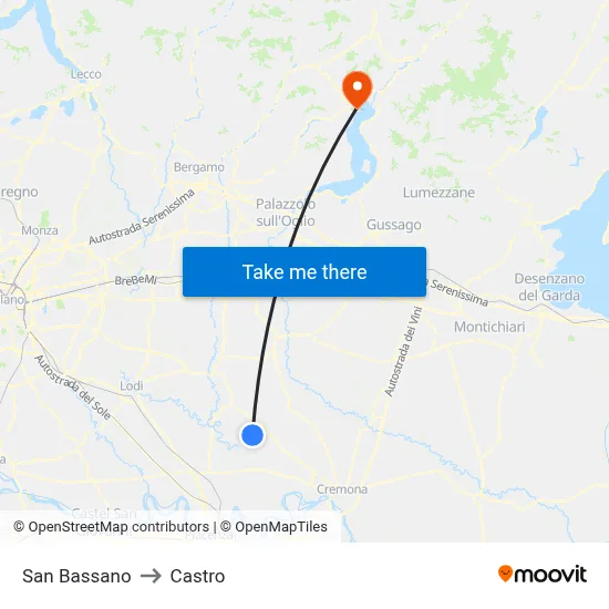 San Bassano to Castro map
