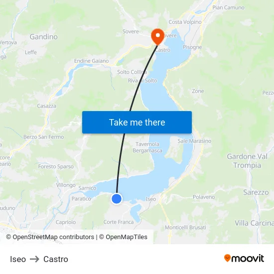 Iseo to Castro map