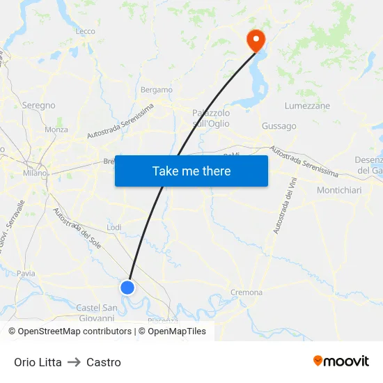 Orio Litta to Castro map