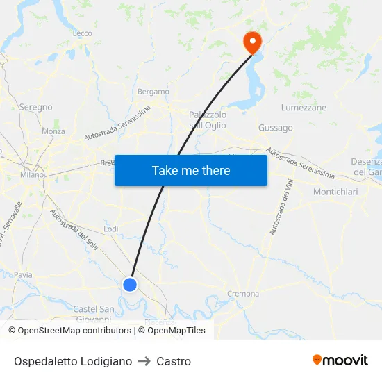 Ospedaletto Lodigiano to Castro map