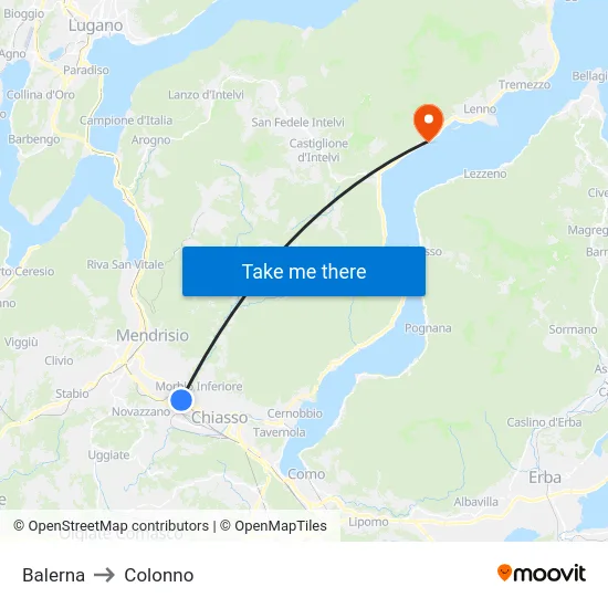 Balerna to Colonno map