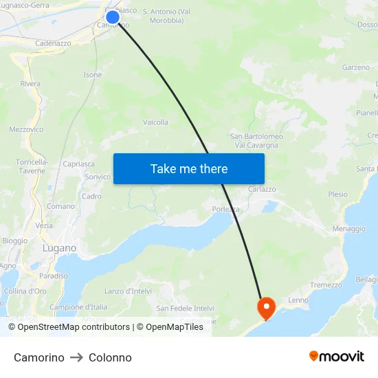 Camorino to Colonno map
