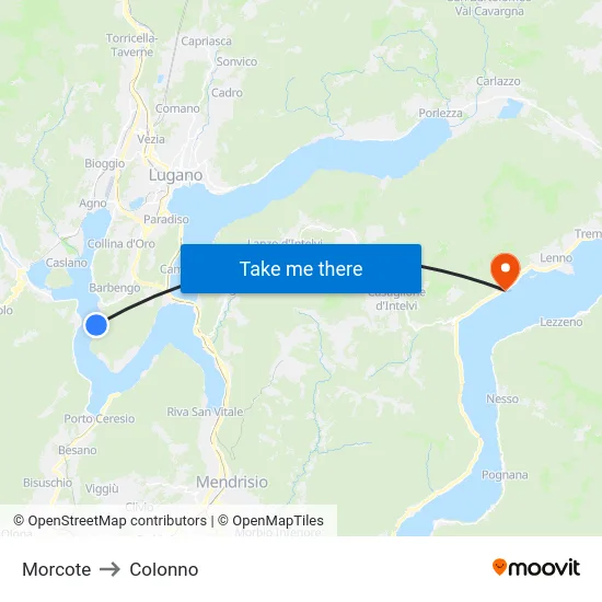 Morcote to Colonno map