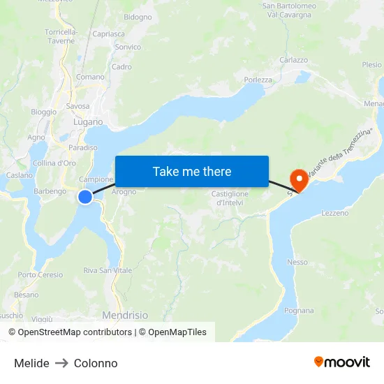 Melide to Colonno map