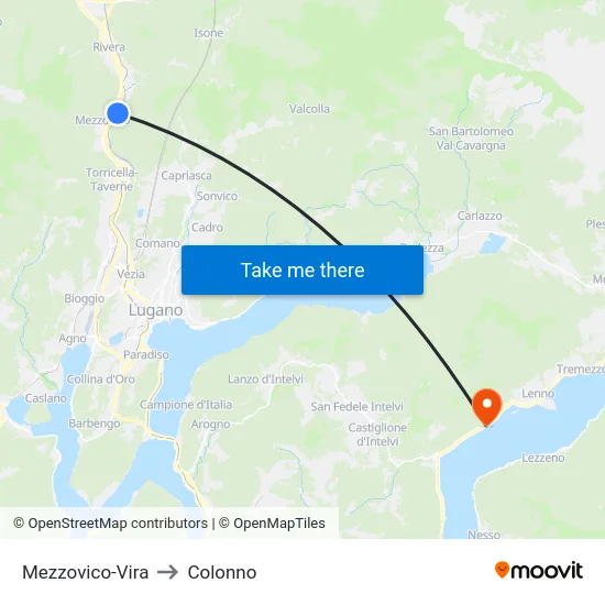Mezzovico-Vira to Colonno map