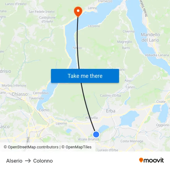 Alserio to Colonno map