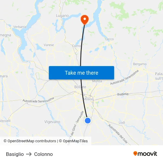 Basiglio to Colonno map