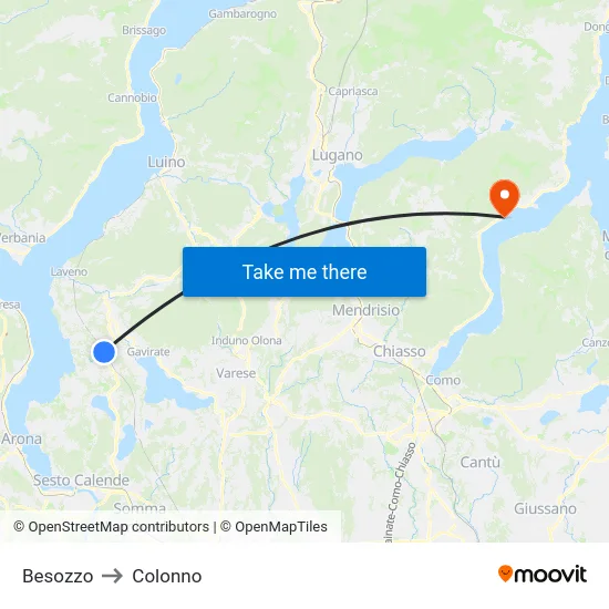 Besozzo to Colonno map