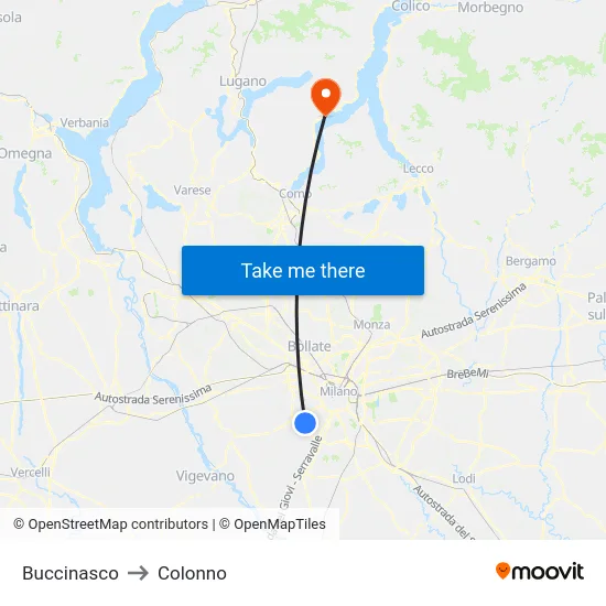 Buccinasco to Colonno map